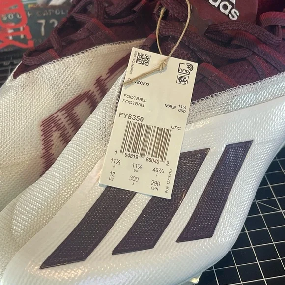 Adidas Adizero 21 Football Cleats Maroon White Men's Size 12 US FY8350 NEW - Picture 10 of 12